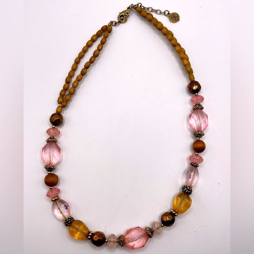 *3/$20* Napier wooden bead and faux crystal necklace